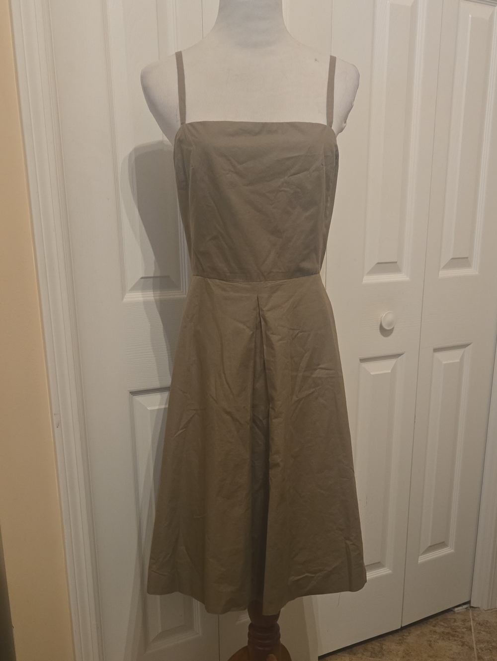 CYNTHIA ROWLEY Classic A-Line Khaki Dress with Spaghetti Straps sz 6